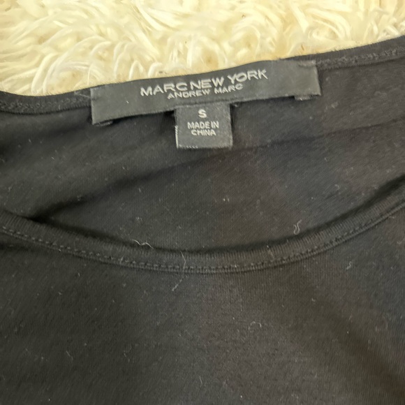 Black Top with Ruffle short sleeve and pearl embellishments at the shoulder - Picture 4 of 4